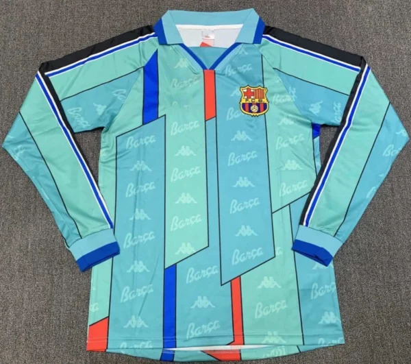 9697 season  Barcelona away long sleeved retro Fan version - Afbeelding 4