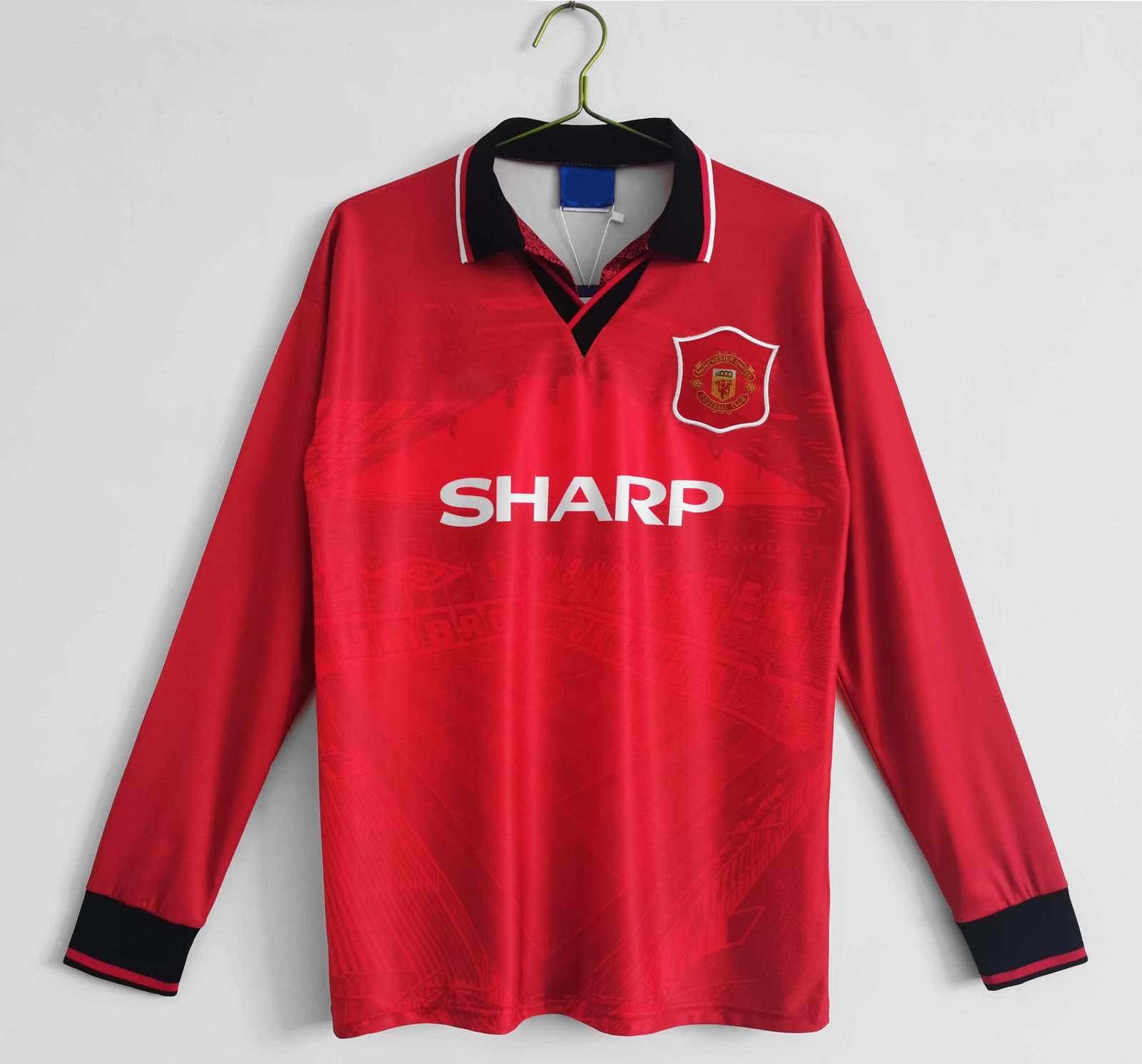 a2cc14f8de 9496 season Manchester United Home Long sleeved retro Fan version - Imagem 1