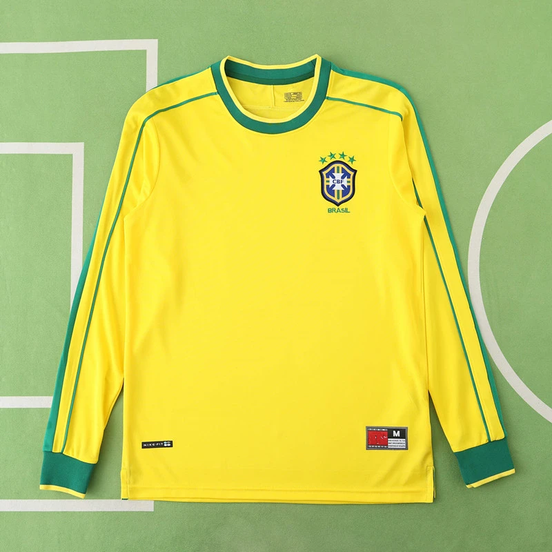 ea6a35ad6f 1998 season Brazil home Long sleeved retro Fan version - Imagem 1
